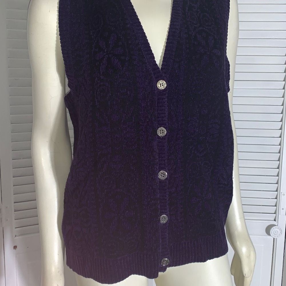 Vintage Wool Blend Oversized Button Down V Neck‎ Vest Size Medium